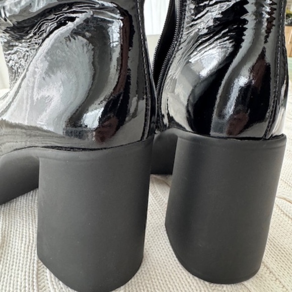 L'INTERVALLE Chunky Heels Ankle Boots - Black Patent - Size 38 - Picture 12 of 12